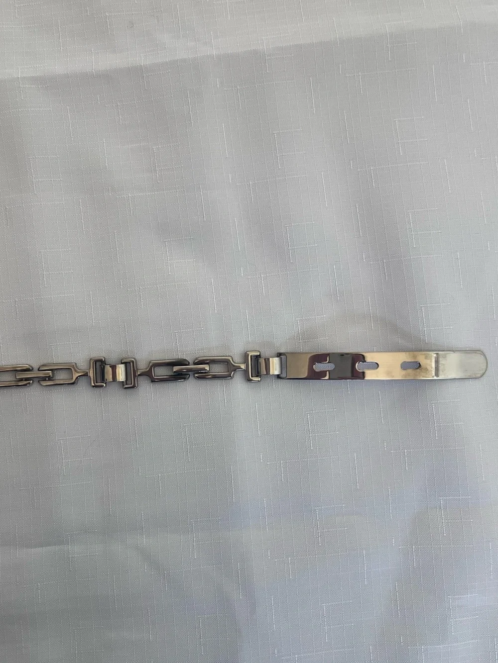 Vintage Y2K Silver Tone Metal Link Belt Geometric Skinny Waist Belt 28”
